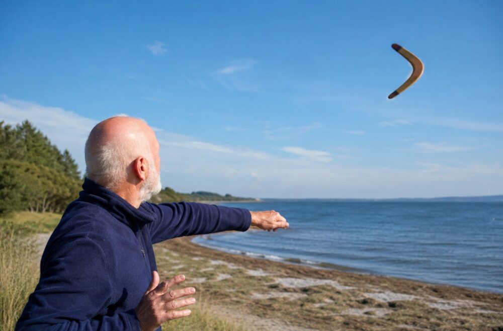 Mand kaster boomerang
